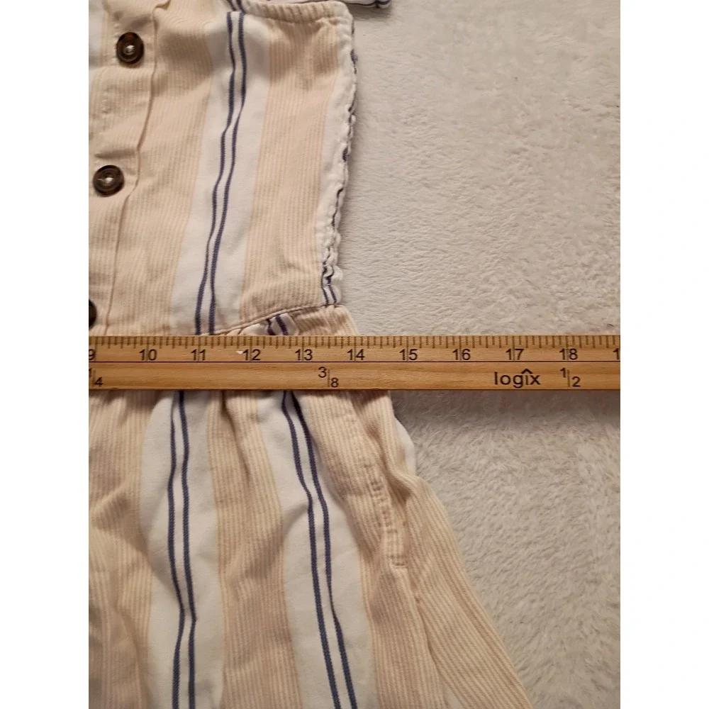 Abercrombie Kids Striped Button Front Sundress Tan Navy Blue Size 13/14 NWOT